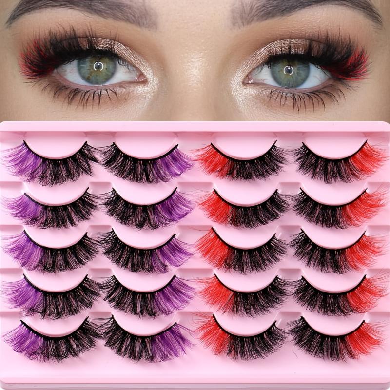 10 Pairs Colorful False Eyelashes 8D Curling Natural Dramatic Look