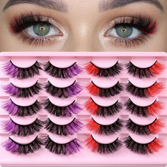 10 Pairs Colorful False Eyelashes 8D Curling Natural Dramatic Look