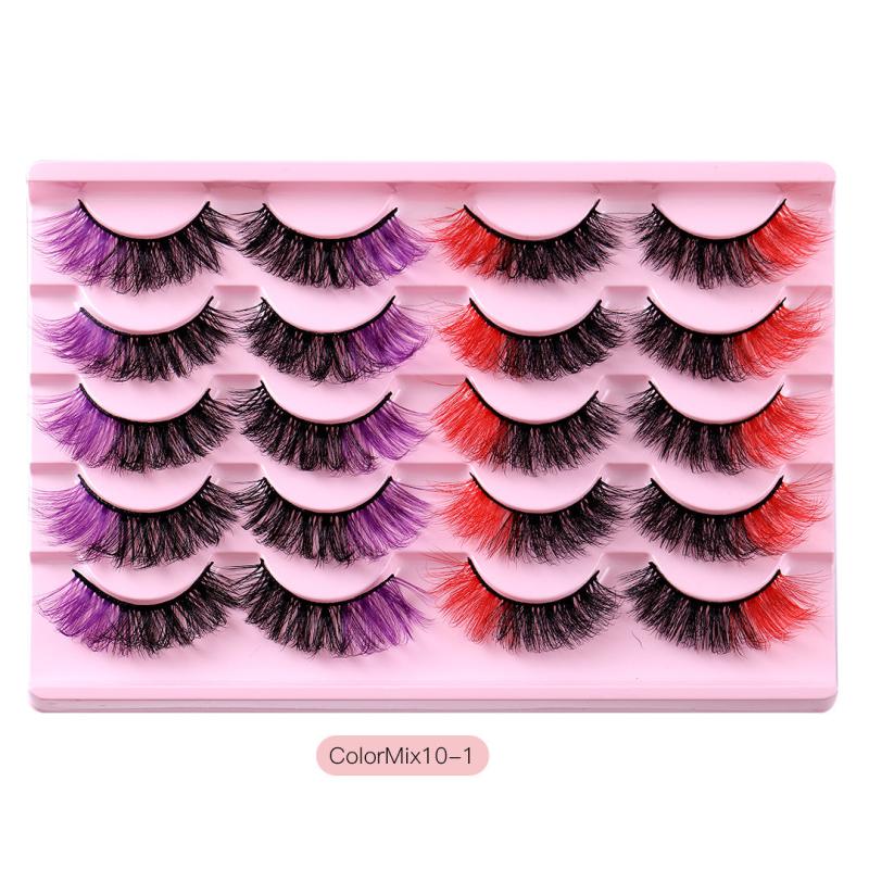 10 Pairs Colorful False Eyelashes 8D Curling Natural Dramatic Look