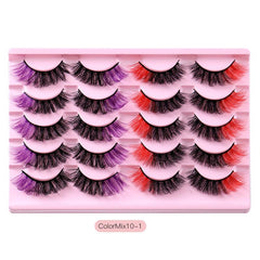 10 Pairs Colorful False Eyelashes 8D Curling Natural Dramatic Look