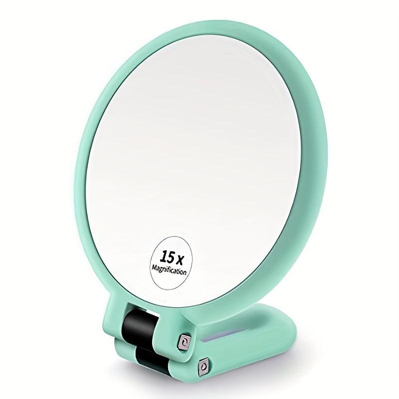 15X Magnifying Hand Held Mirror with Adjustable Handle