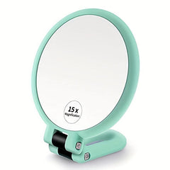 15X Magnifying Hand Held Mirror with Adjustable Handle