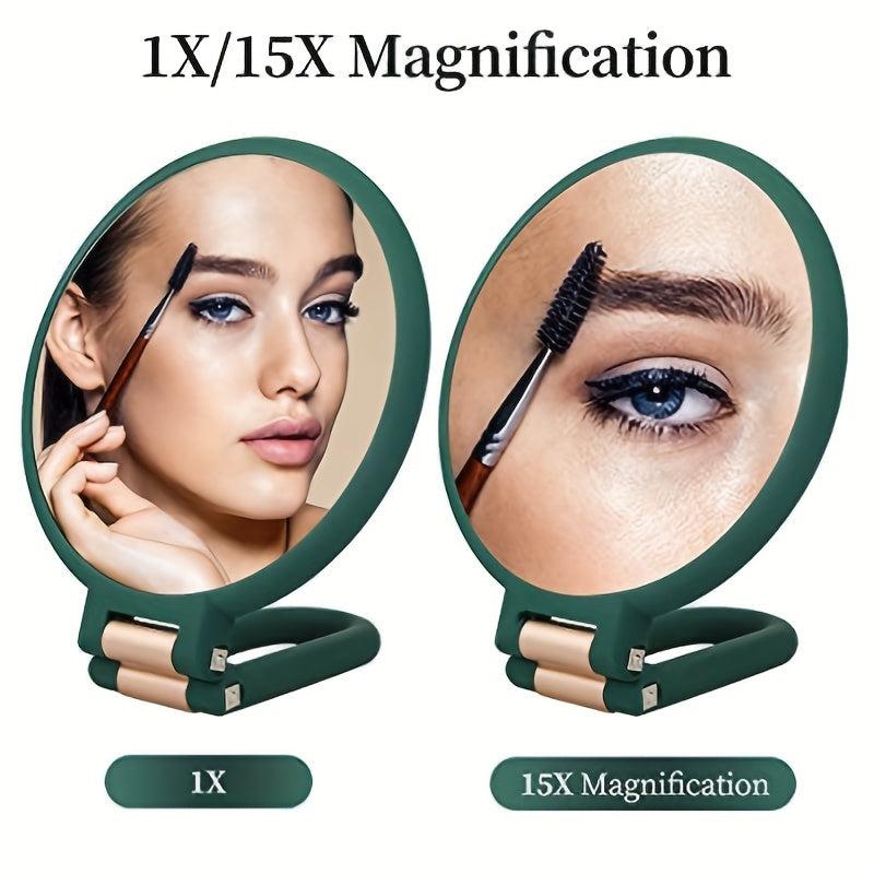 15X Magnifying Hand Held Mirror with Adjustable Handle