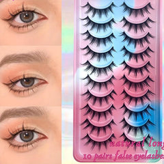 10 Pairs Fluffy Spiky False Eyelashes Kpop Style Comics Eyelashes
