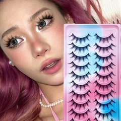 10 Pairs Fluffy Spiky False Eyelashes Kpop Style Comics Eyelashes