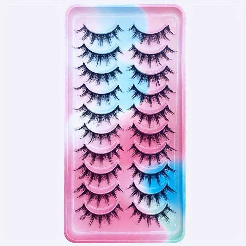 10 Pairs Fluffy Spiky False Eyelashes Kpop Style Comics Eyelashes