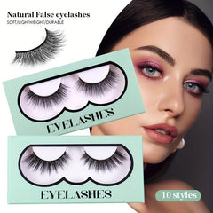 10 Pairs 3D False Eyelashes Natural Fluffy Cross Lashes Makeup