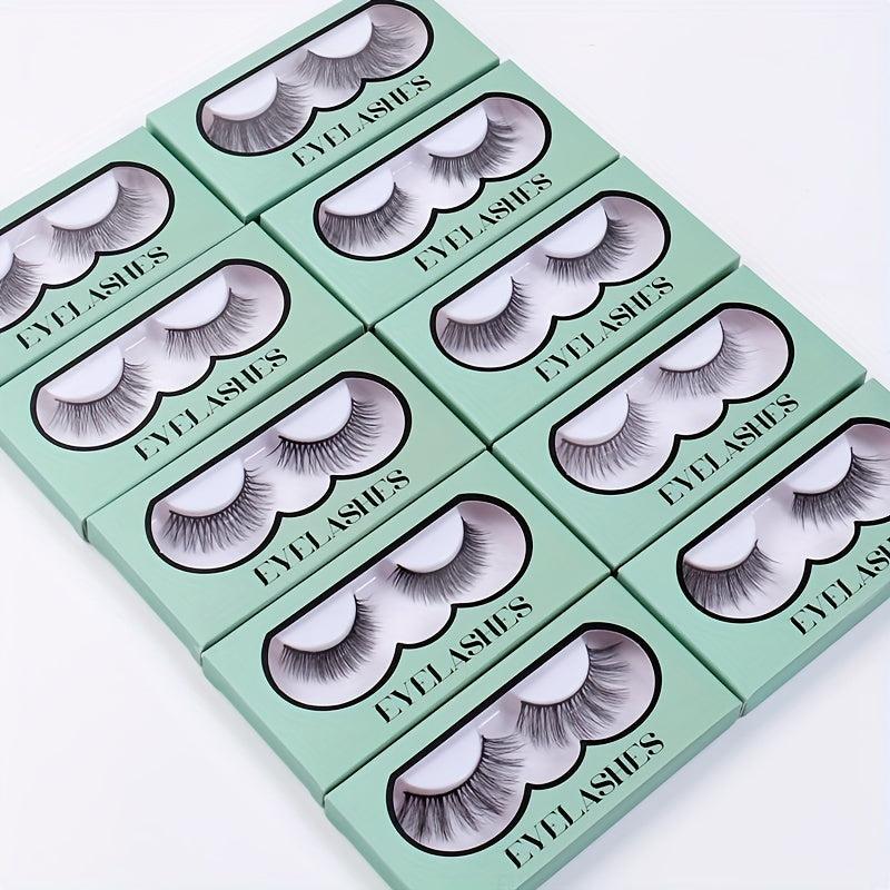 10 Pairs 3D False Eyelashes Natural Fluffy Cross Lashes Makeup