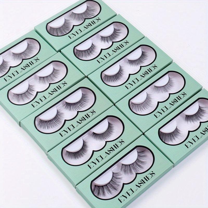 10 Pairs 3D False Eyelashes Natural Fluffy Cross Lashes Makeup