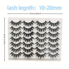 14 Pairs 3D Faux Mink Hair False Eyelashes Soft Stem Thick Fluffy Cosplay