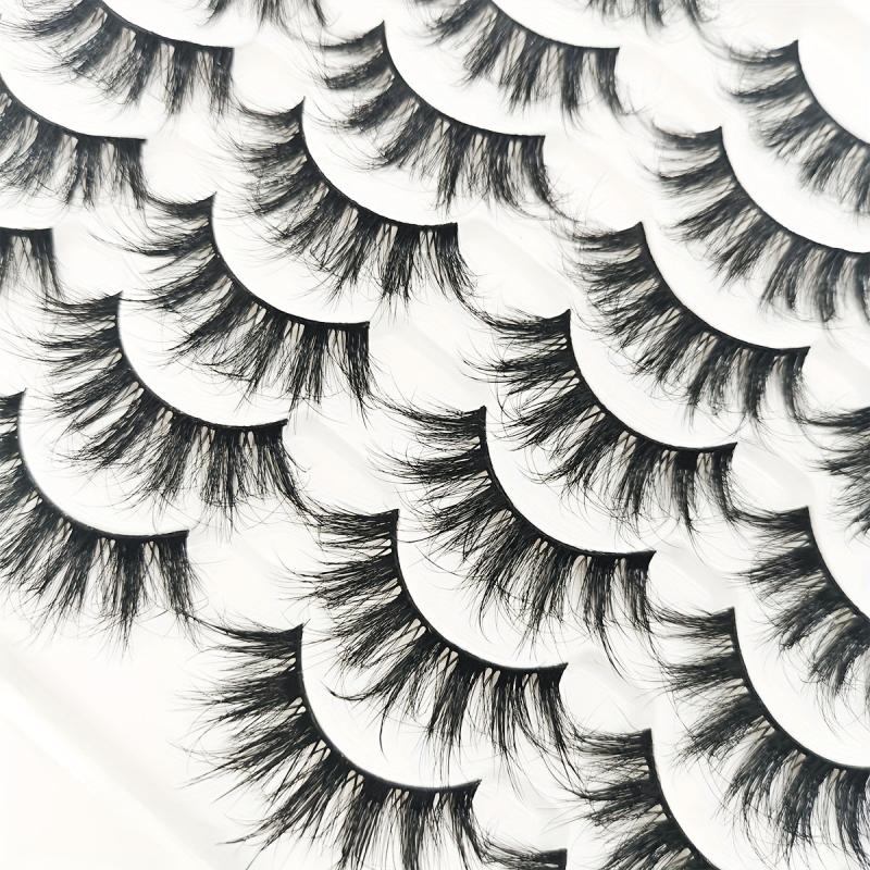 14 Pairs 3D Faux Mink Hair False Eyelashes Soft Stem Thick Fluffy Cosplay