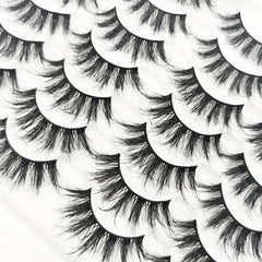 14 Pairs 3D Faux Mink Hair False Eyelashes Soft Stem Thick Fluffy Cosplay