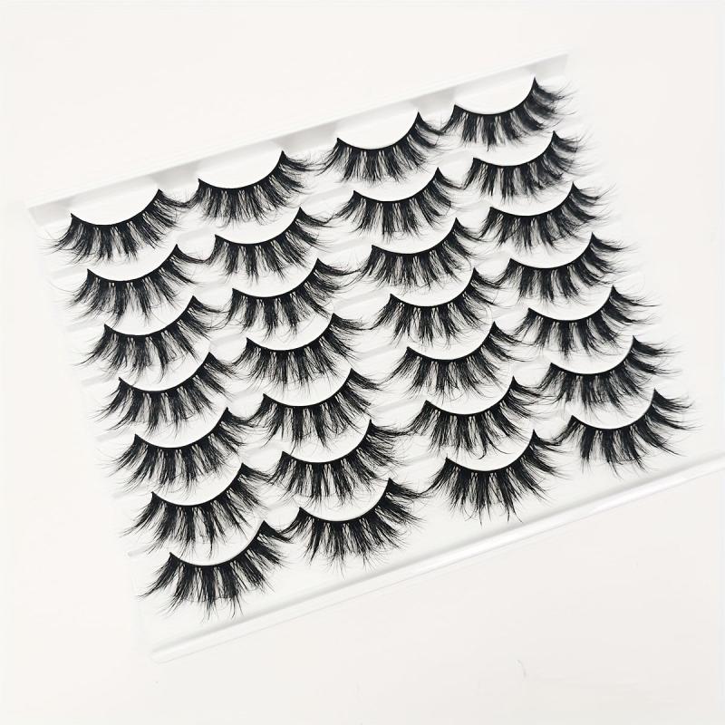 14 Pairs 3D Faux Mink Hair False Eyelashes Soft Stem Thick Fluffy Cosplay