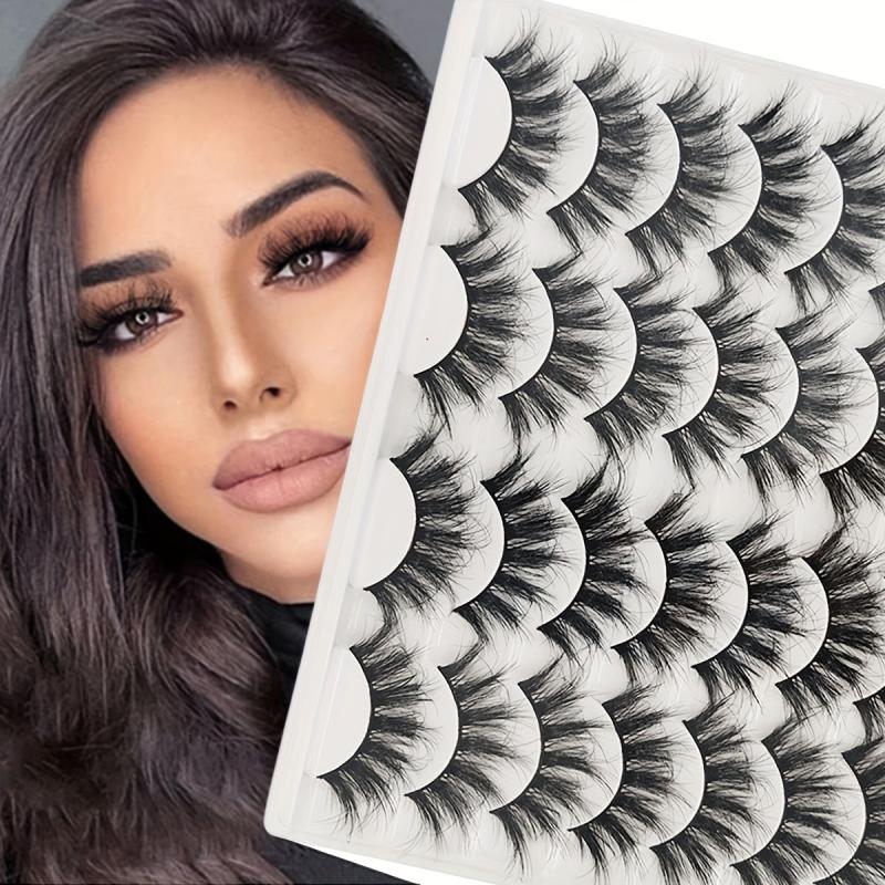 14 Pairs 3D Faux Mink Hair False Eyelashes Soft Stem Thick Fluffy Cosplay