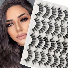 14 Pairs 3D Faux Mink Hair False Eyelashes Soft Stem Thick Fluffy Cosplay