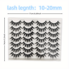 14 Pairs 3D Faux Mink Hair False Eyelashes Soft Stem Thick Fluffy Cosplay