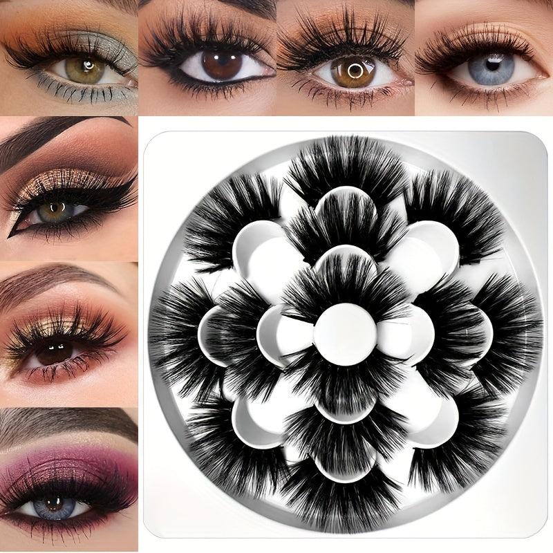 Fluffy 8D Faux Mink Lashes Natural Wispy Curly False Eyelashes