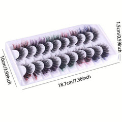 10 Pairs Colorful 8D Mink Eyelashes Fluffy False Eyelashes for Cosplay Party