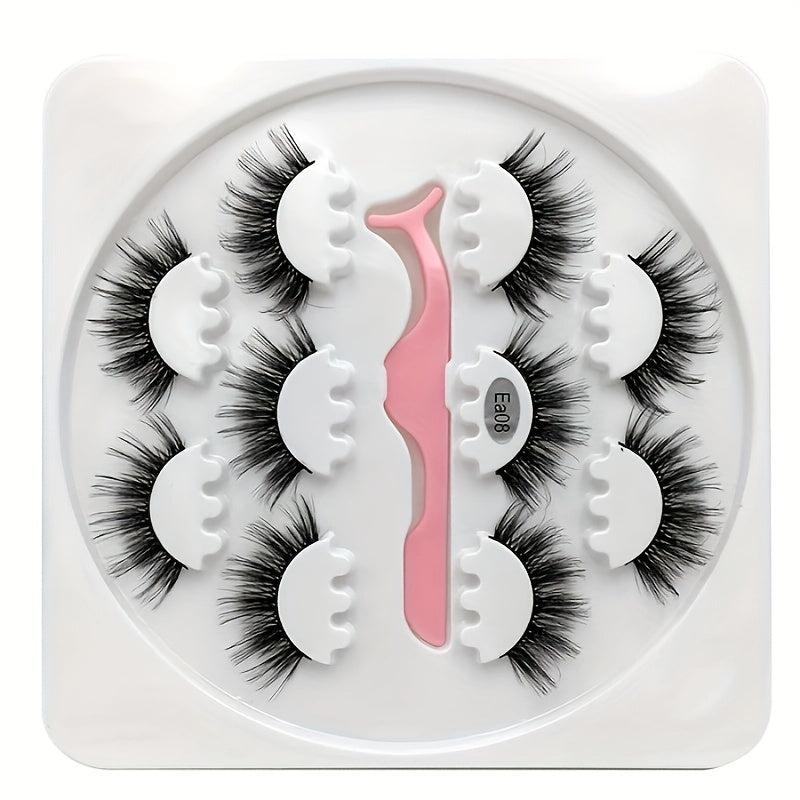 5 Pairs Natural Thick False Eyelashes Set with Tweezers