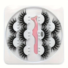 5 Pairs Natural Thick False Eyelashes Set with Tweezers