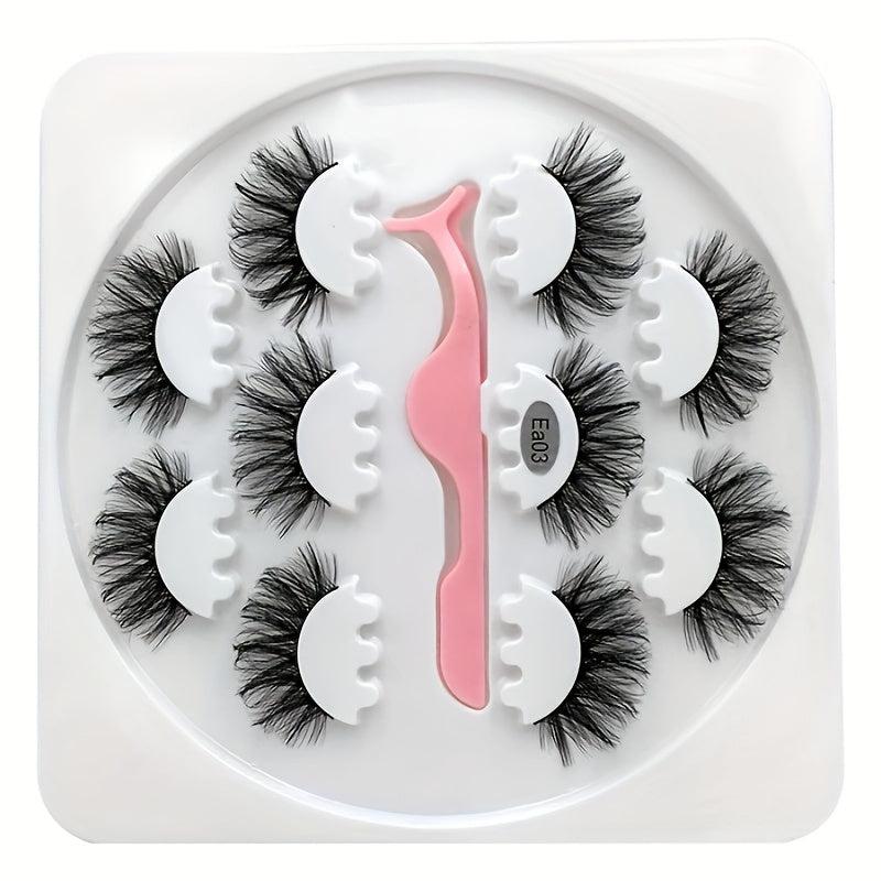 5 Pairs Natural Thick False Eyelashes Set with Tweezers