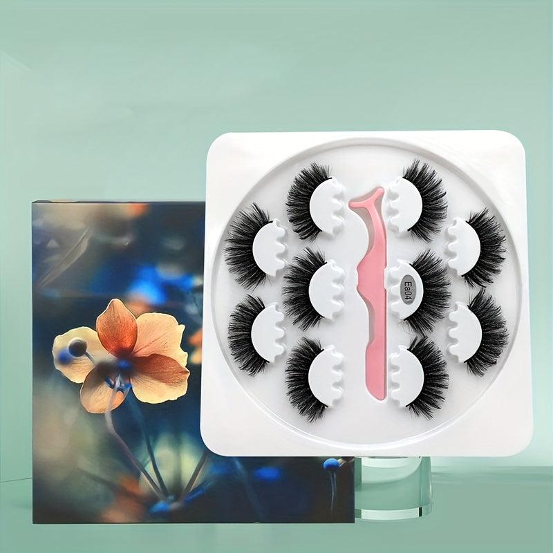 5 Pairs Natural Thick False Eyelashes Set with Tweezers