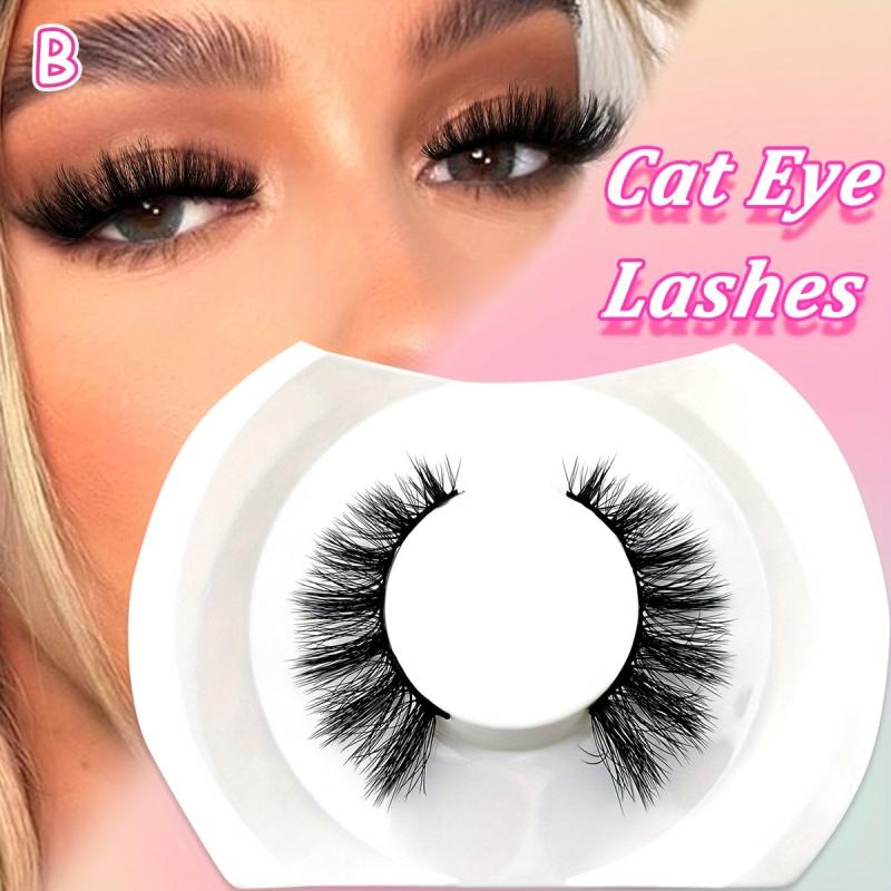 19mm Cat Eye Look Full False Eyelashes, Natural Faux Mink Lashes