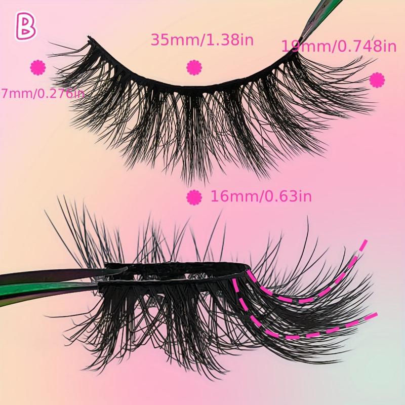 19mm Cat Eye Look Full False Eyelashes, Natural Faux Mink Lashes