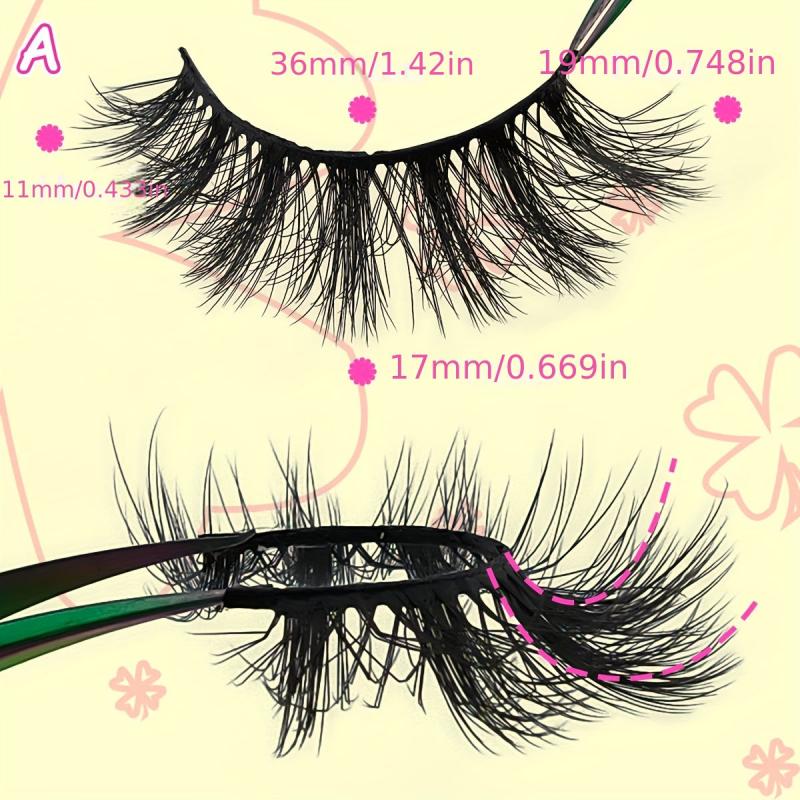 19mm Cat Eye Look Full False Eyelashes, Natural Faux Mink Lashes