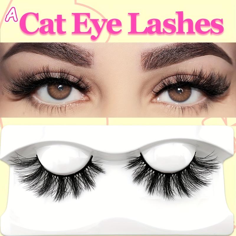 19mm Cat Eye Look Full False Eyelashes, Natural Faux Mink Lashes