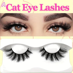 19mm Cat Eye Look Full False Eyelashes, Natural Faux Mink Lashes