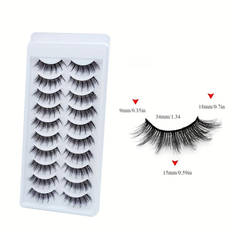 10 Pairs 3D False Eyelashes Natural Curling Thick Lashes Party Makeup