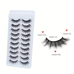 10 Pairs 3D False Eyelashes Natural Curling Thick Lashes Party Makeup