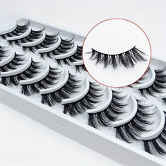 10 Pairs 3D False Eyelashes Natural Curling Thick Lashes Party Makeup