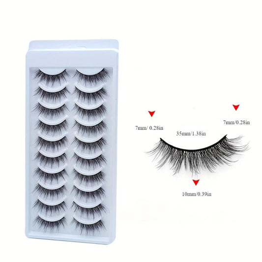 10 Pairs 3D False Eyelashes Natural Curling Thick Lashes Party Makeup