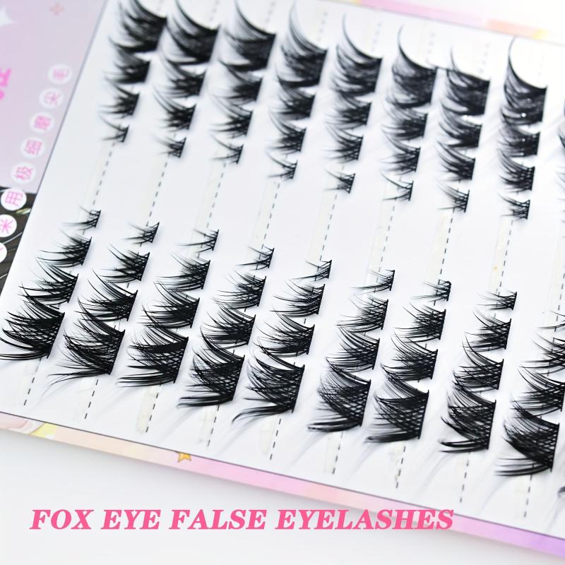 10 Rows Natural Eyelash Clusters C Curling Cat Fox Eye Style