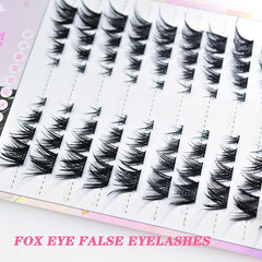 10 Rows Natural Eyelash Clusters C Curling Cat Fox Eye Style