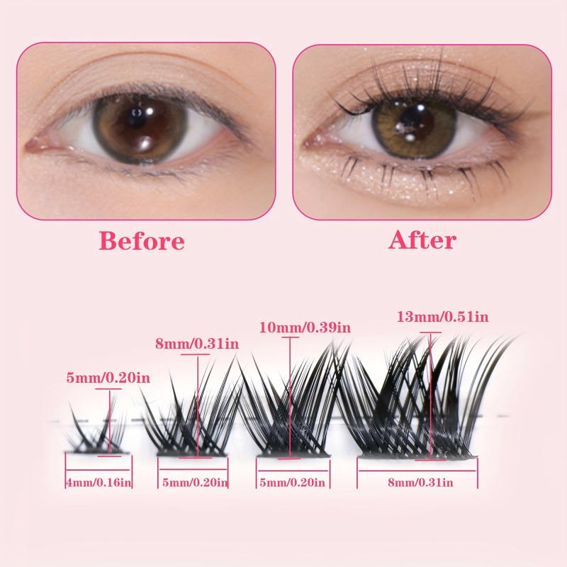10 Rows Natural Eyelash Clusters C Curling Cat Fox Eye Style