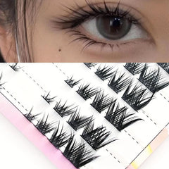 10 Rows Natural Eyelash Clusters C Curling Cat Fox Eye Style