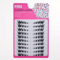 10 Rows Natural Eyelash Clusters C Curling Cat Fox Eye Style