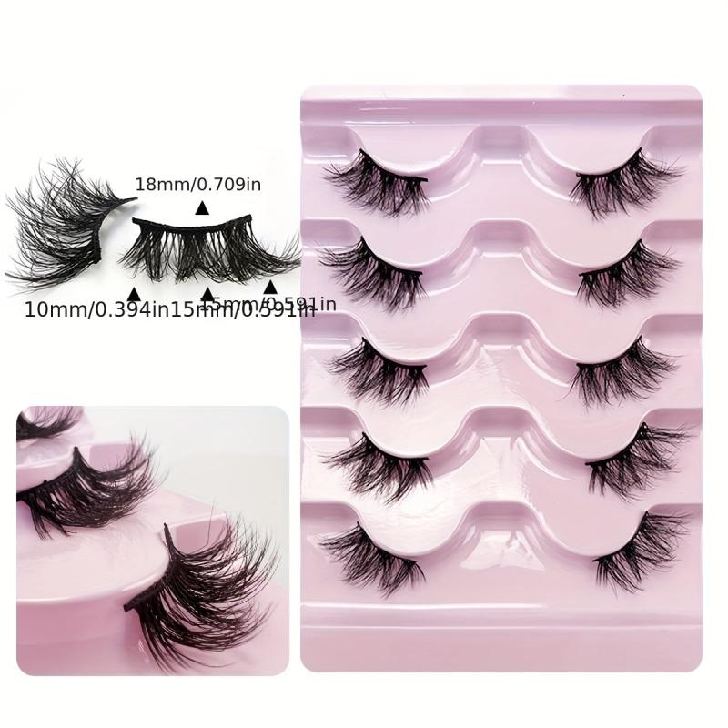 5 Pairs Half Eye False Eyelashes Thick Curling Faux Mink Hair