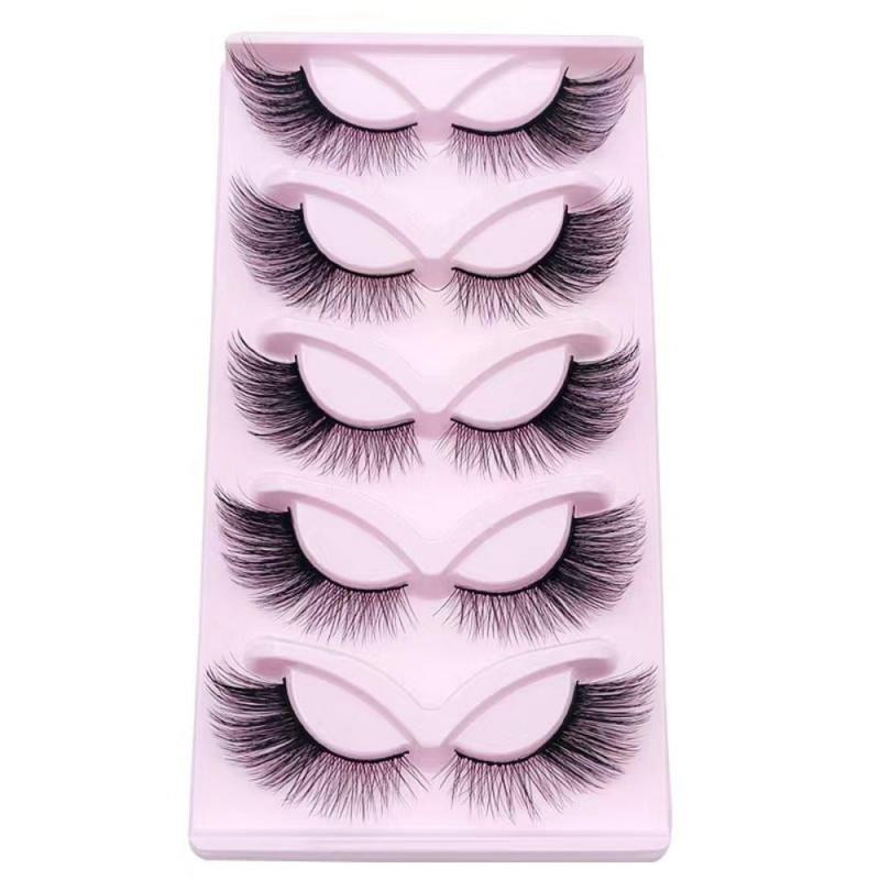 5 Pairs 6D Fluffy Wispy Faux Mink Cat Fox Eye False Eyelashes