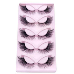 5 Pairs 6D Fluffy Wispy Faux Mink Cat Fox Eye False Eyelashes