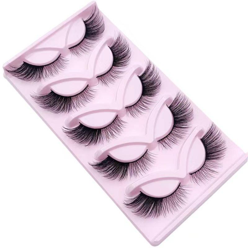 5 Pairs 6D Fluffy Wispy Faux Mink Cat Fox Eye False Eyelashes