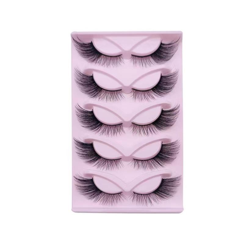 5 Pairs 6D Fluffy Wispy Faux Mink Cat Fox Eye False Eyelashes