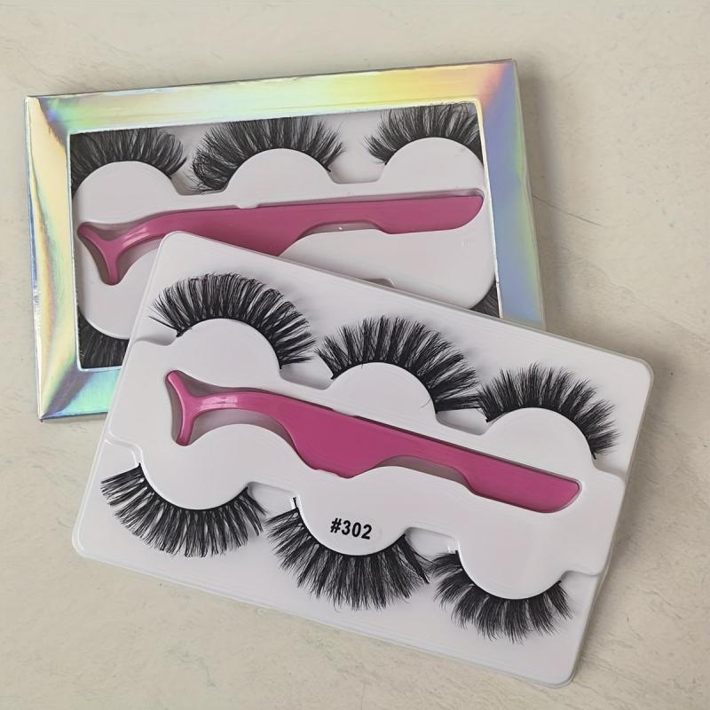 3 Pairs Thickened False Eyelashes with Tweezers