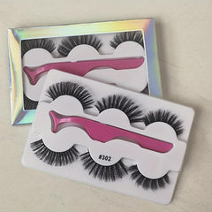 3 Pairs Thickened False Eyelashes with Tweezers