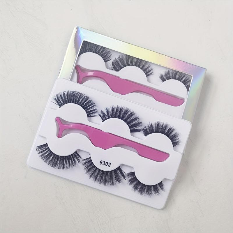 3 Pairs Thickened False Eyelashes with Tweezers