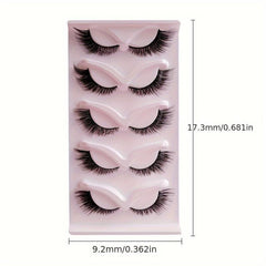 5 Pairs Fox Eye Lashes 21mm Long Wispy Thick False Eyelashes