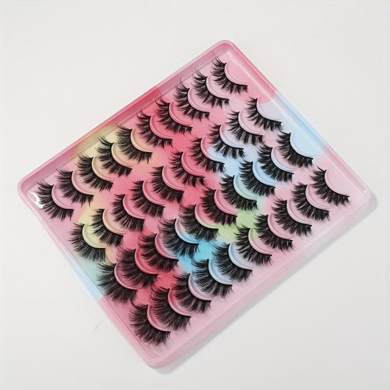 20 Pairs Fluffy Cat Eye False Eyelashes 5D Faux Mink Multipack